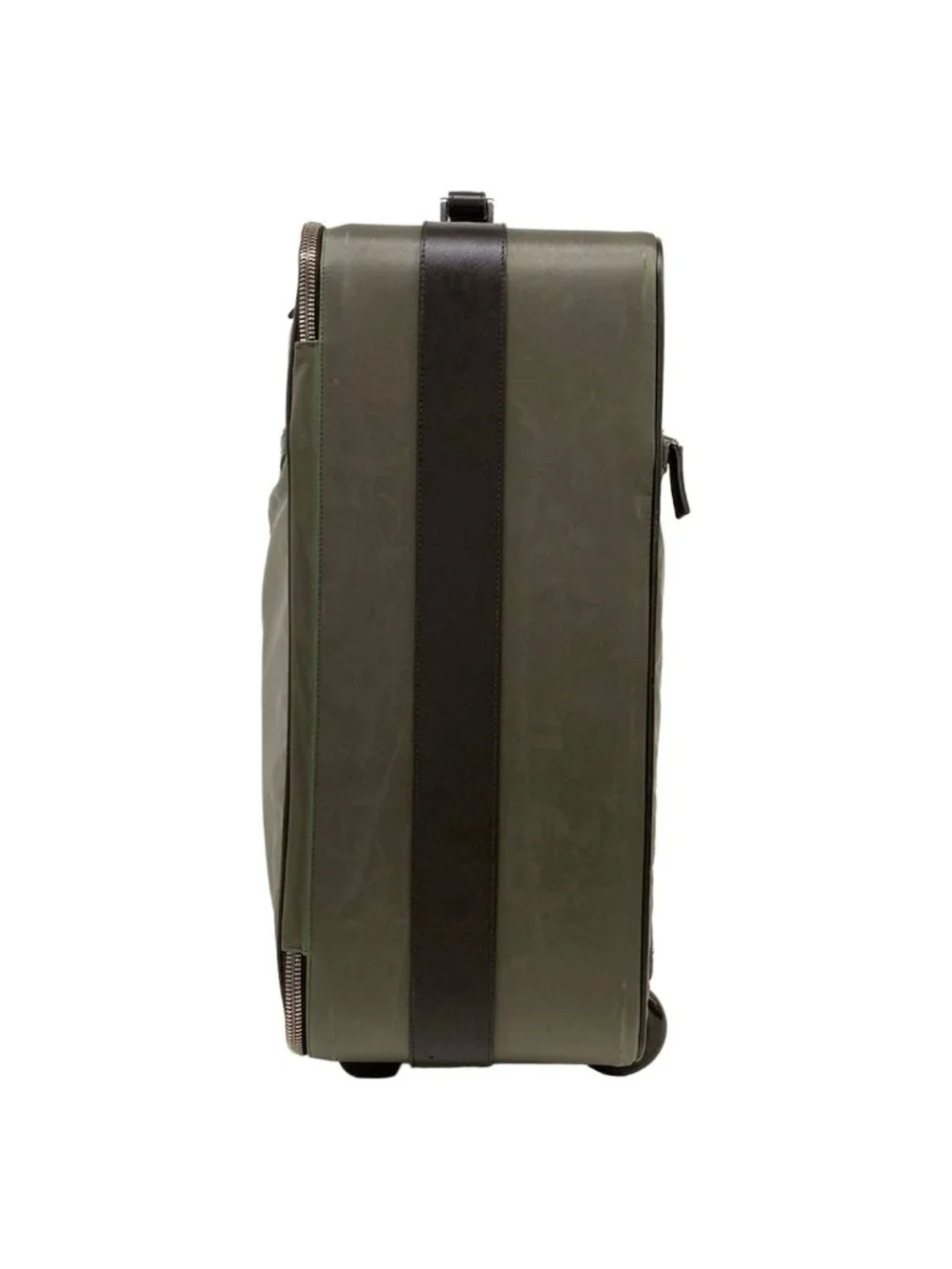 Prada Travel Bag Khaki Dark Brown Diamond No Lock Leather